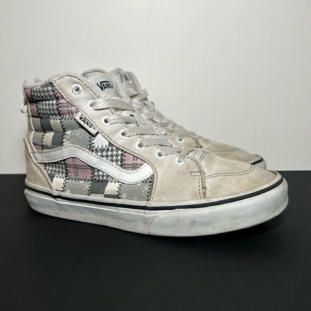Girls VANS Sk8 Hi Plaid Houndstooth Zip Up Sneakers / Size 2